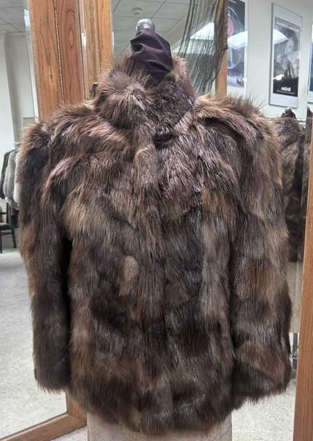 Front view of vintage brown natural beaver section jacket #1678