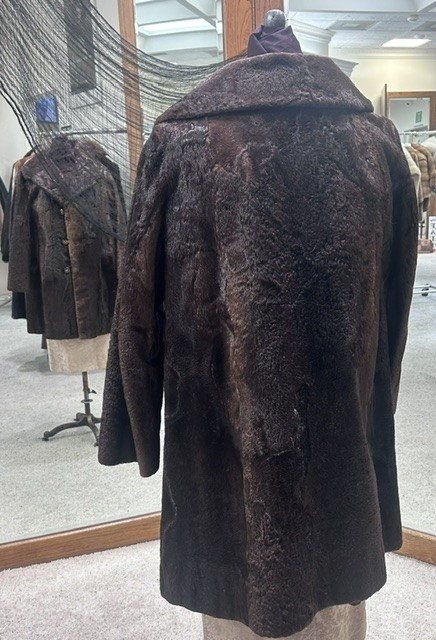 Back view of pre-owned brown calfskin walker coat #2905