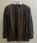 Pre-owned brown dyed broadtail jacket, front view