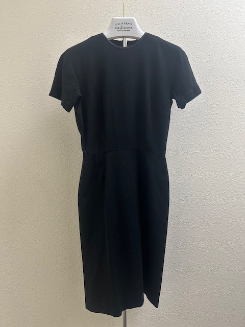 Vintage Jerry Gilden black wool sheath dress, front view
